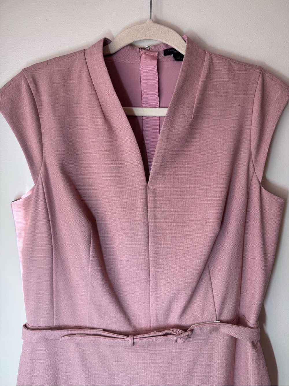 Ann Taylor Mauve Dusty rose pink Sheath Dress with matching belt - Picture 2 of 10